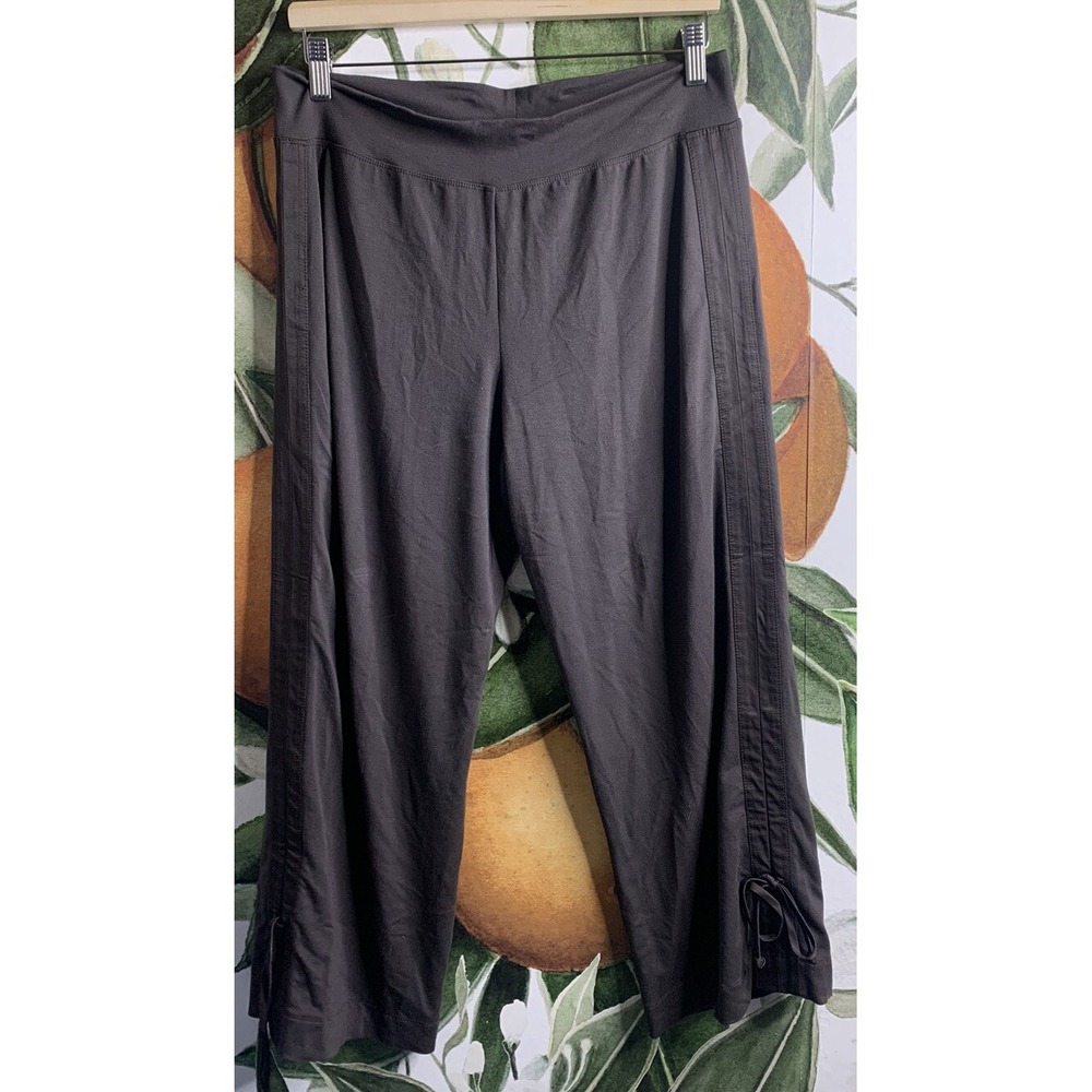 CAbi Medium Brown Stretch Cropped Yoga Fitness Pants Ruched Drawstring Legs #192